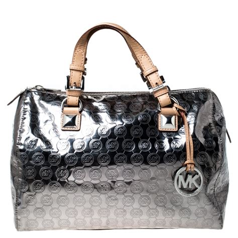 michael kors shiny handbags|michael kors silver satchel handbag.